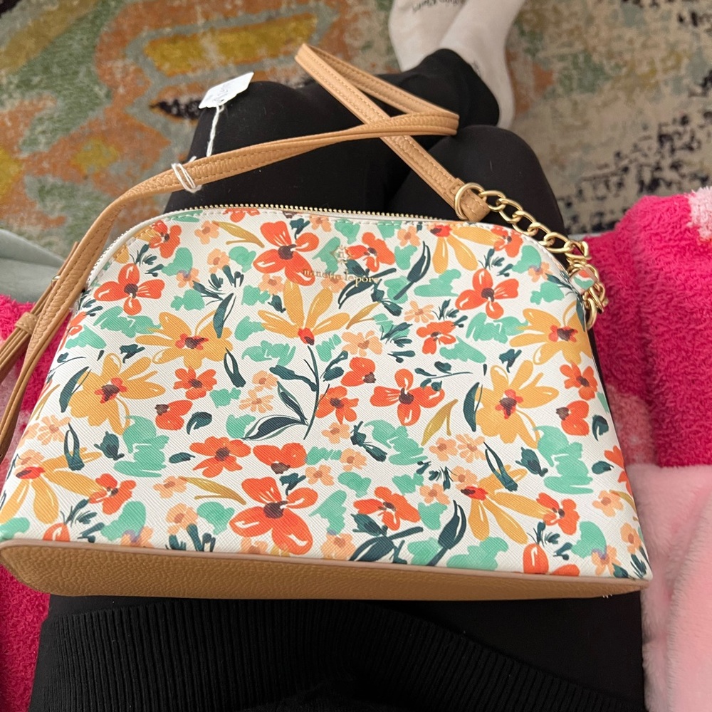 Nanette Lepore Kayli floral med crossbody gold chain purse nwot